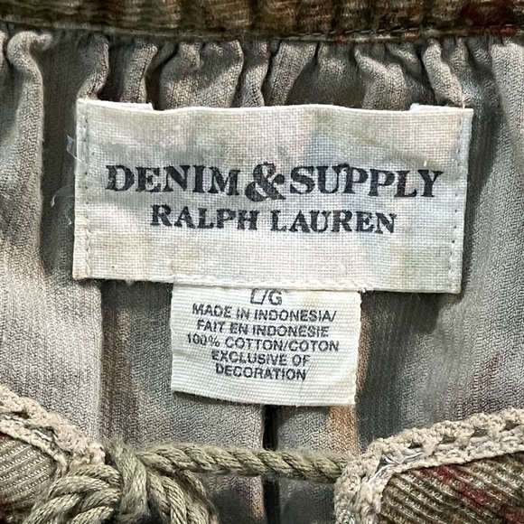 RALPH LAUREN DENIM & SUPPLY Boho Dress Tan Lightweight Corduroy Sz L - Picture 3 of 6